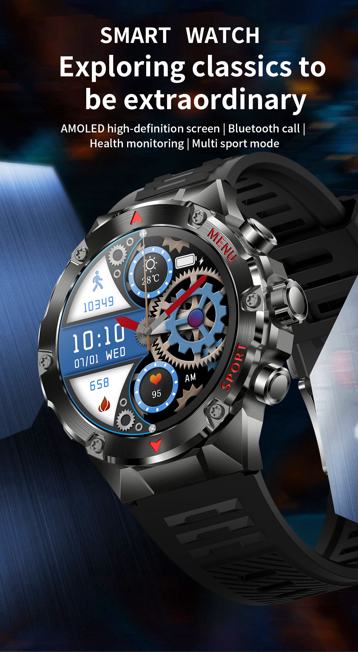 Durable SmartWatch 400mAh Long Battery Life Born in Taiwan