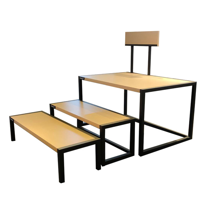 QS-LT701 Nesting Display Table with Wood Pattern